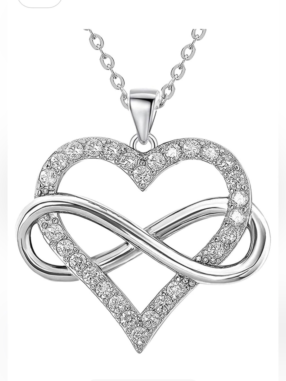 S925 Sparkling Silver Plated Heart & Infinity Pendant Necklace New